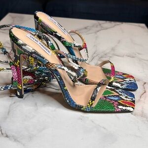 Steve Madden Colorful Snakeskin Strappy Heels size 11